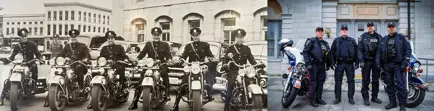 Police motorcycle officers vintage and 2023